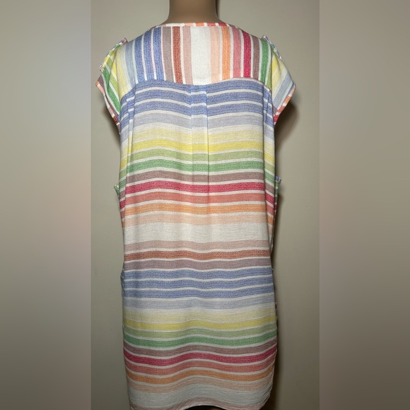 🧁Vintage Jac Dale. Sleeveless Rainbow Stripes Print with lace up side detailing. - Picture 8 of 12